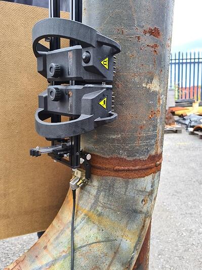 Pipe-to-elbow weld one sided inspection using phased array and modified LYNCS scanner.jpeg